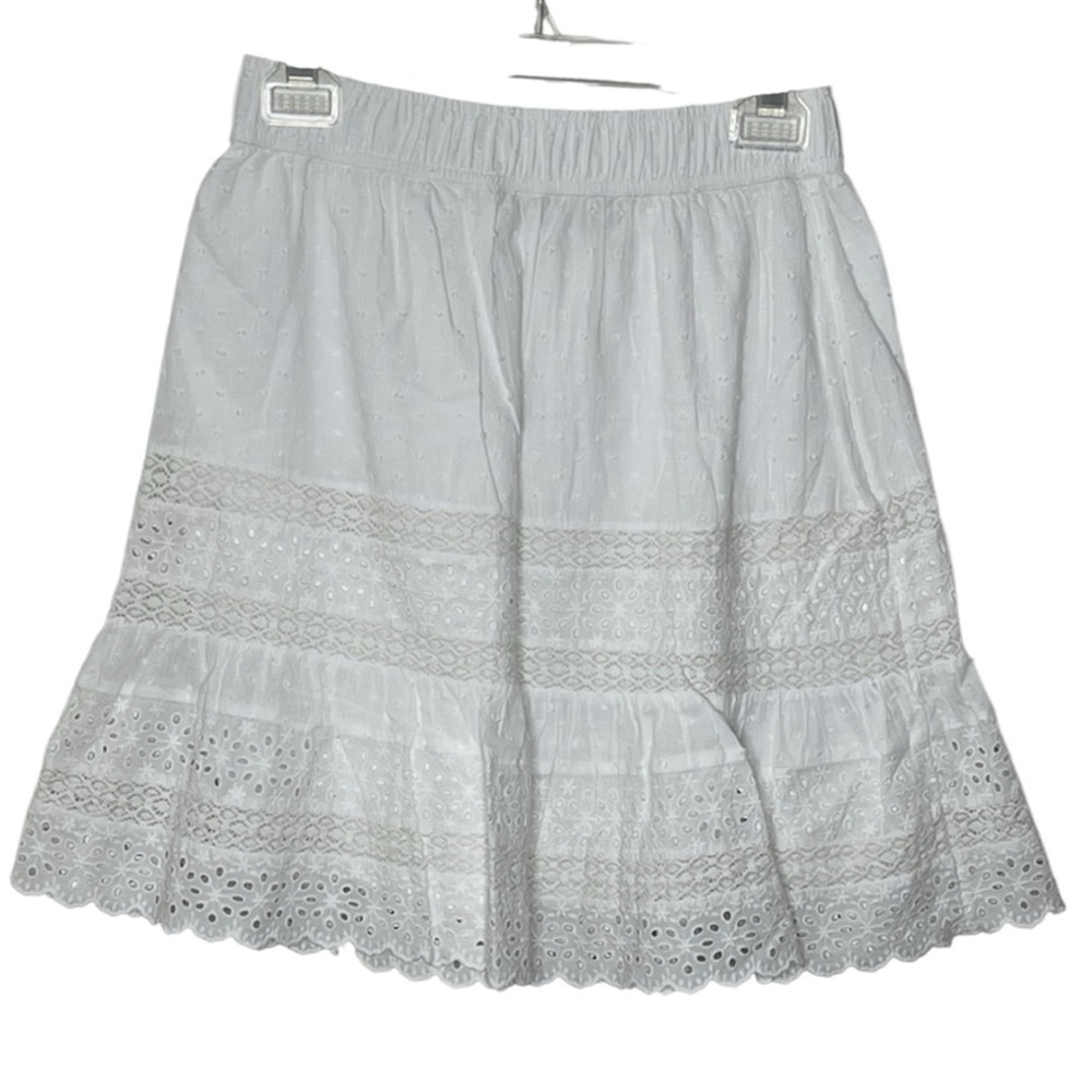 ❤️ 🆕 LOFT White Eyelet Floral Skirt Size XS
